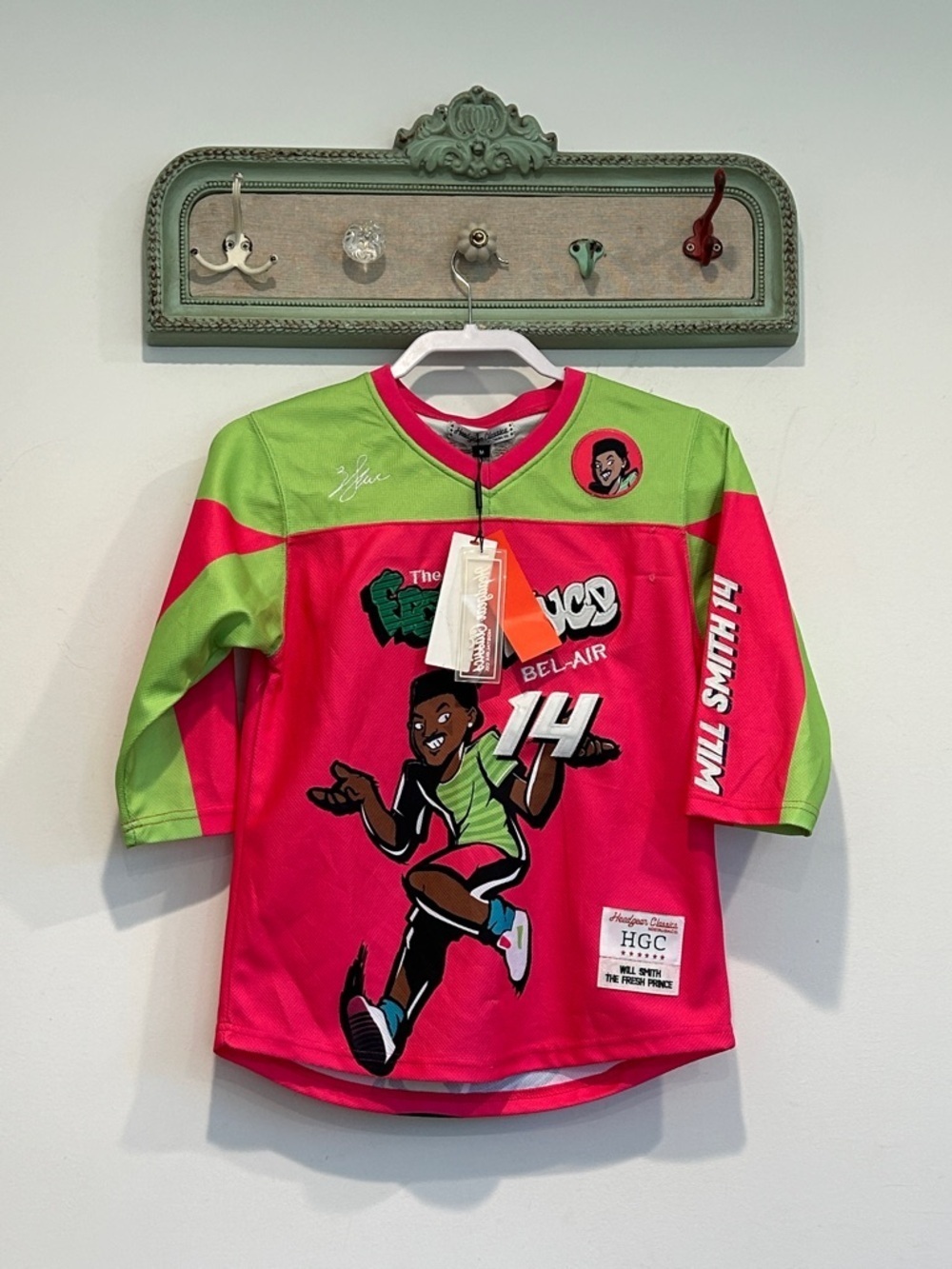 Will Smith Fresh Prince Kids medium Hot Pink Lime Green Graphic hockey jersey